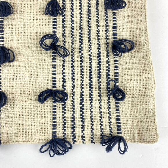 Pom Pom Fringe Woven Cotton Table Runner - Picture 2 of 4